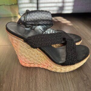 Stuart Weitzman Alex wedge sandals Black size 8 1/2